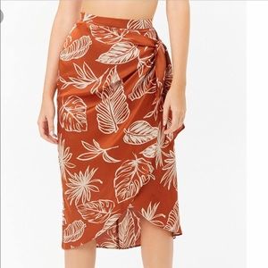 Forever 21 Leaf Print Wrap Skirt